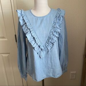 C’est Toi V-Neck Ruffle Front Top | NWOT